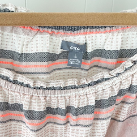 Aerie Neon Coral Striped Blouse - Picture 4 of 5